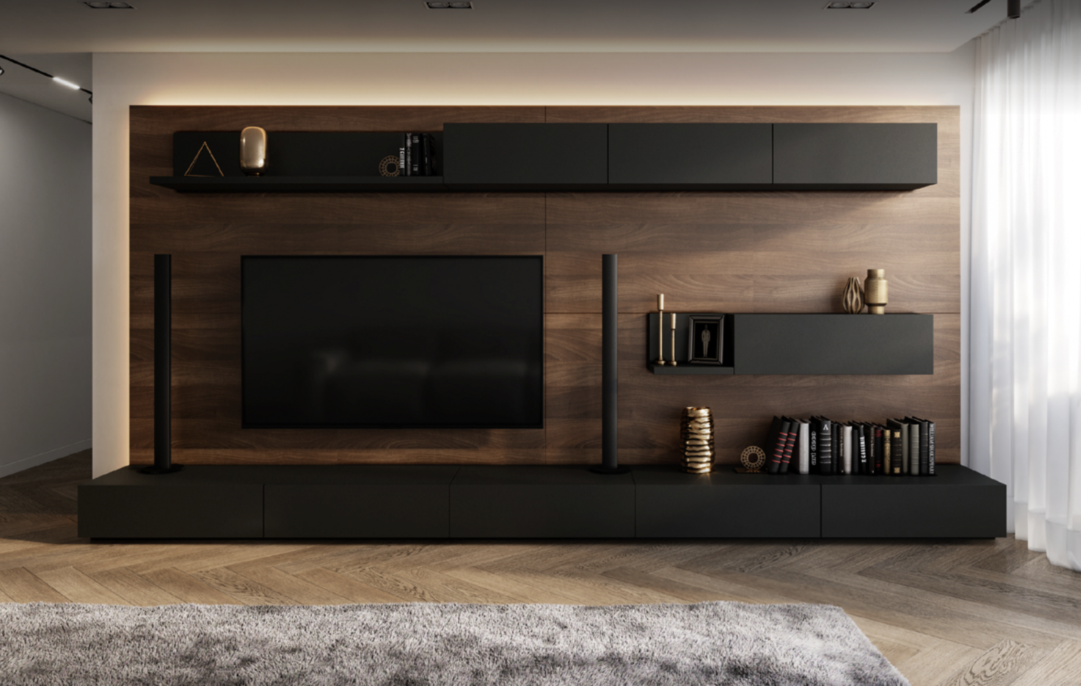 Elegant TV wall design for your living room, Celestial: Black